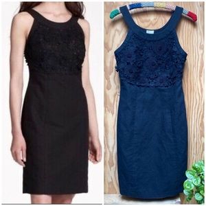 Anthropologie Postmark Oleander Black Floral Lace Linen Dress.